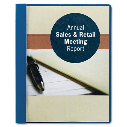 Smead Dark Blue Embossed 8.5" x 11" Clear Front Report Cover with Tang Fastener - 25pk