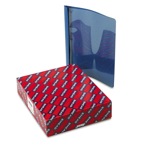 Smead Dark Blue Embossed 8.5" x 11" Clear Front Report Cover with Tang Fastener - 25pk