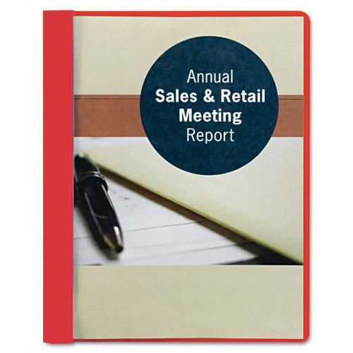 Smead Red Embossed 8.5" x 11" Clear Front Report Cover with Tang Fastener - 25pk