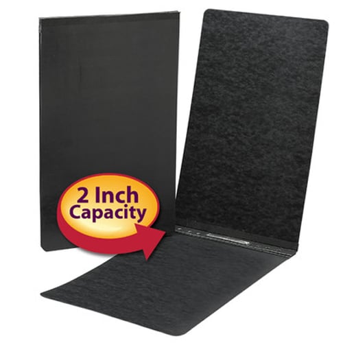 Smead 2" Black 8.5" x 14" PressGuard Report Cover with Top Prong Fastener