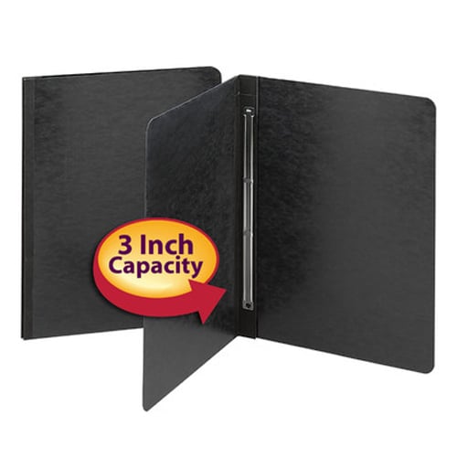 Smead 3" Black 8.5" x 11" PressGuard Report Cover with Side Prong Fastener
