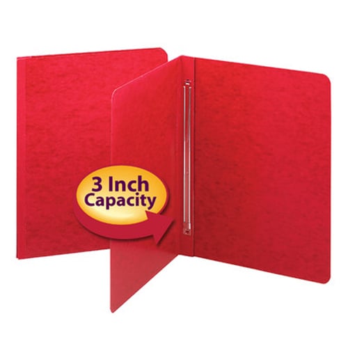 Smead 3" Bright Red 8.5" x 11" PressGuard Report Cover with Side Prong Fastener