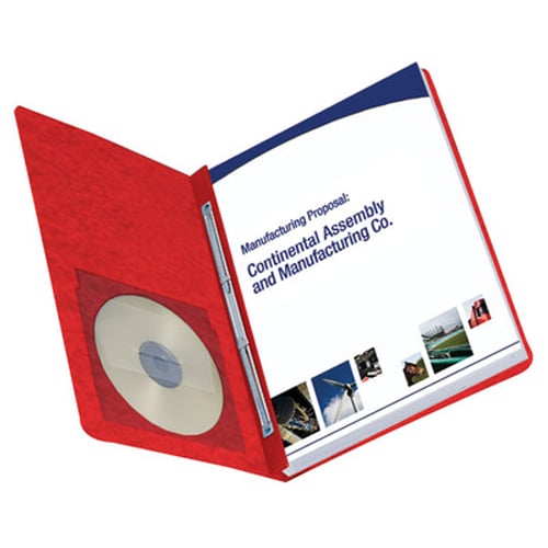 Smead 3" Bright Red 8.5" x 11" PressGuard Report Cover with Side Prong Fastener