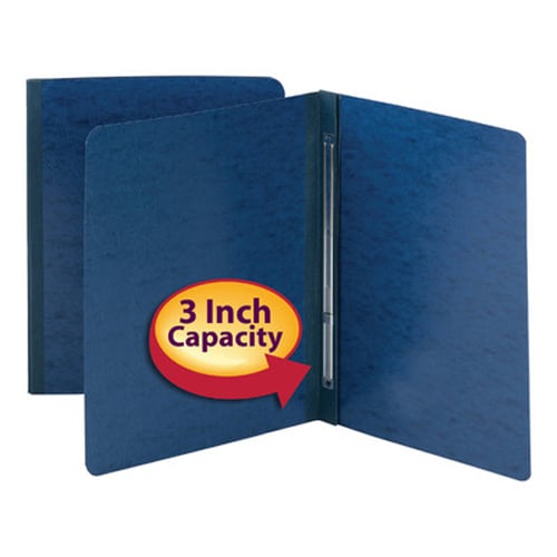 Smead 3" Dark Blue 8.5" x 11" PressGuard Report Cover with Side Prong Fastener