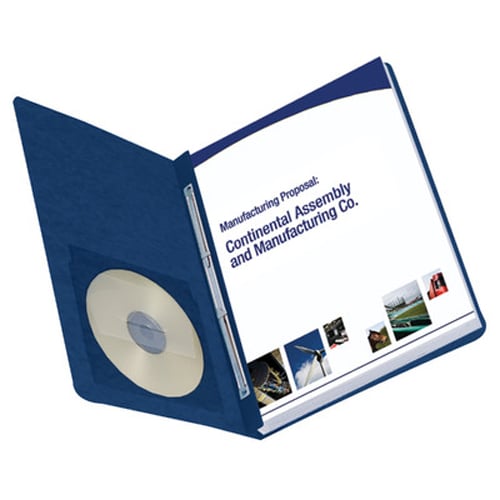 Smead 3" Dark Blue 8.5" x 11" PressGuard Report Cover with Side Prong Fastener