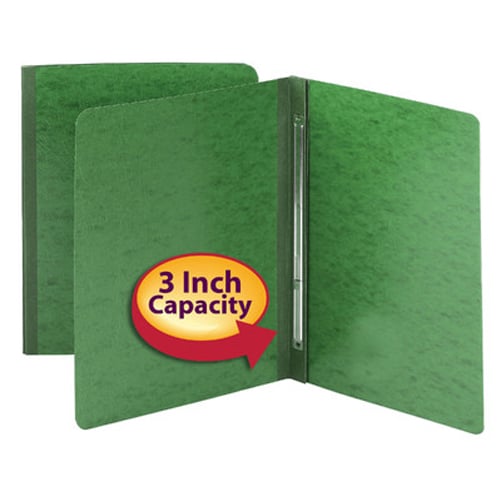 Smead 3" Green 8.5" x 11" PressGuard Report Cover with Side Prong Fastener