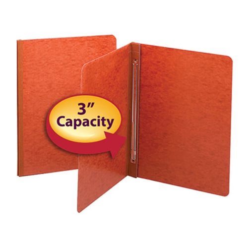 Smead 3" Red 8.5" x 11" PressGuard Report Cover with Side Prong Fastener