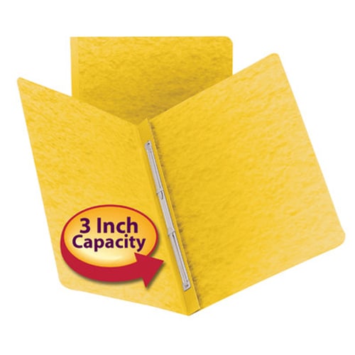 Smead 3" Yellow 8.5" x 11" PressGuard Report Cover with Side Prong Fastener