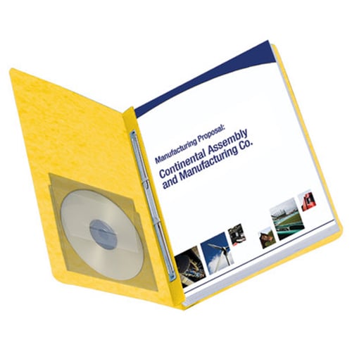 Smead 3" Yellow 8.5" x 11" PressGuard Report Cover with Side Prong Fastener
