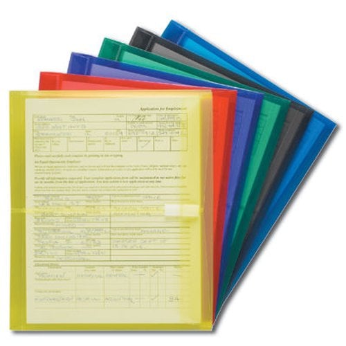 Smead Assorted Side-Load 8.5" x 11" Poly Envelopes with Hook-and-Loop Closure - 6pk