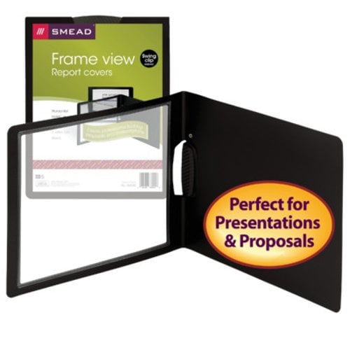 Smead Black 11" x 8.5" Frame View Poly Report Cover with Swing Clip - 5pk