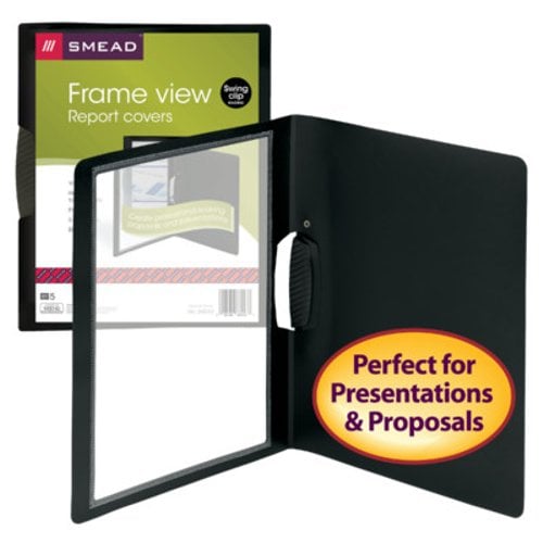Smead Black 8.5" x 11" Frame View Poly Report Cover with Swing Clip - 5pk