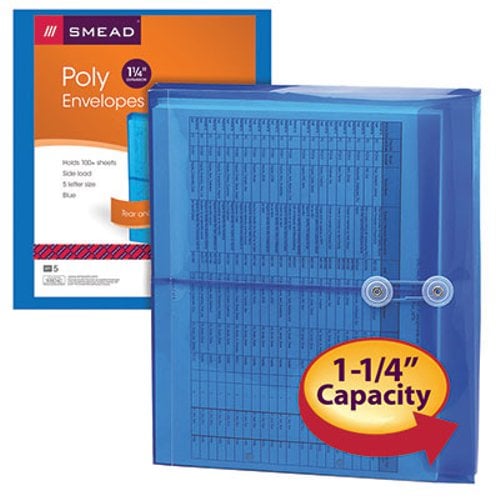 Smead Side-Load 8.5" x 11" Poly Envelopes with String-Tie Closure - 5pk