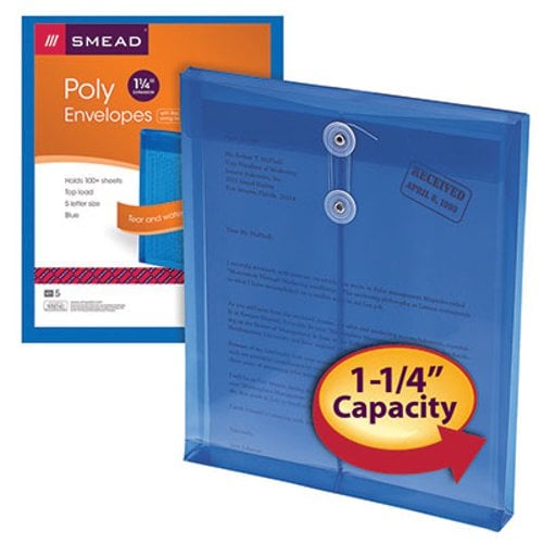 Smead Top-Load 8.5" x 11" Poly Envelopes with String-Tie Closure - 5pk