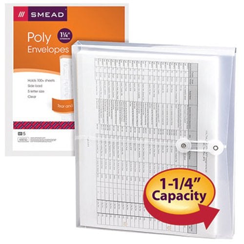 Smead Side-Load 8.5" x 11" Poly Envelopes with String-Tie Closure - 5pk