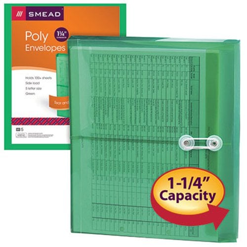 Smead Side-Load 8.5" x 11" Poly Envelopes with String-Tie Closure - 5pk