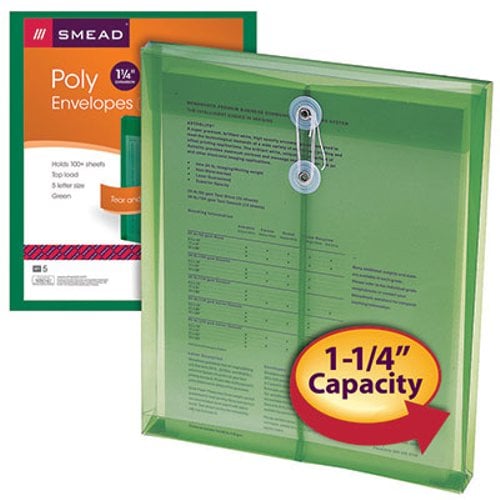 Smead Top-Load 8.5" x 11" Poly Envelopes with String-Tie Closure - 5pk