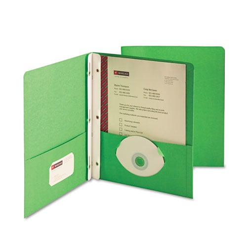 Smead Green Two-Pocket Tang Fasteners Portfolio - 25pk