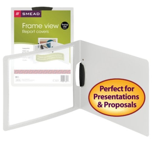 Smead Oyster 11" x 8.5" Frame View Poly Report Cover with Swing Clip - 5pk