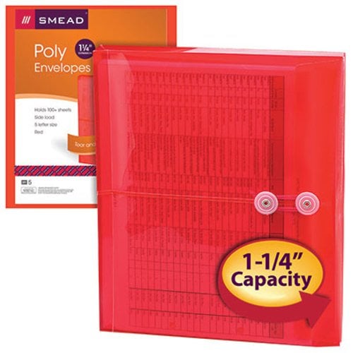 Smead Side-Load 8.5" x 11" Poly Envelopes with String-Tie Closure - 5pk