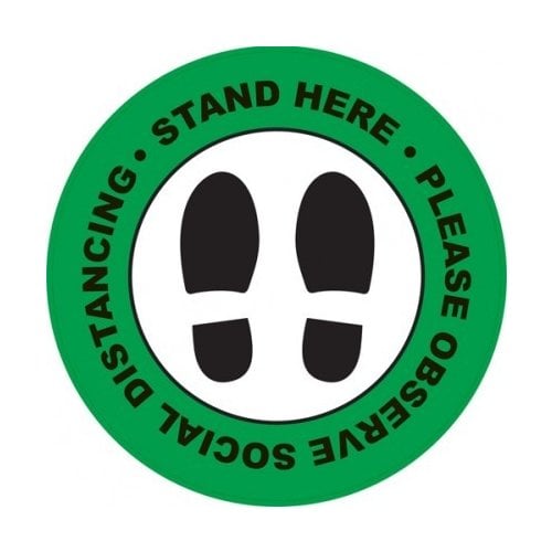 Social Distancing 16" Green Floor Graphic Circle - 50/Pack