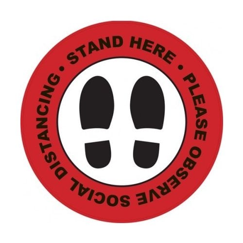 Social Distancing 16" Red Floor Graphic Circle - 50/Pack