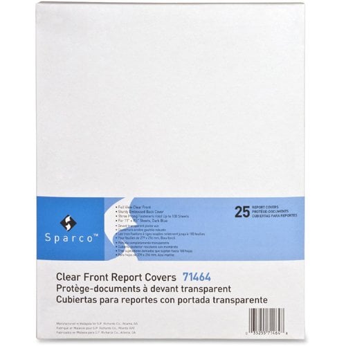 Sparco Dark Blue Clear Front Report Cover - 25pk