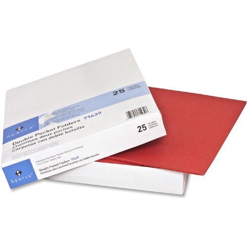 Sparco Red Two-Pocket Portfolio - 25pk