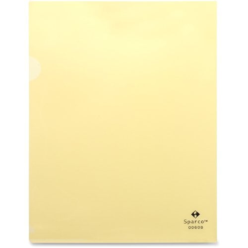 Business Source Yellow Transparent Letter Size File Holder - 10pk