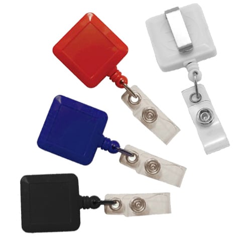 Square Badge Reel with Slide Clip - 25pk