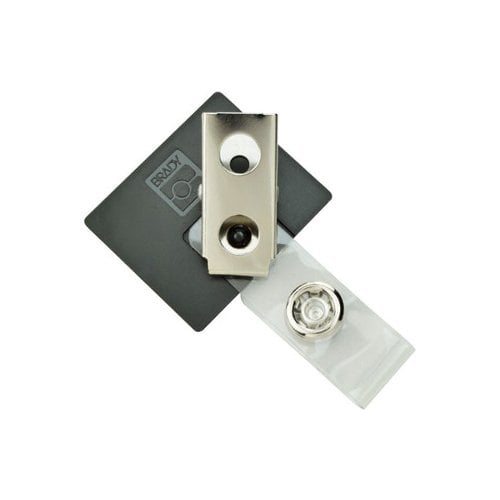 Square Black LogoClips with Swivel Clip and Clear Strap - 25pk