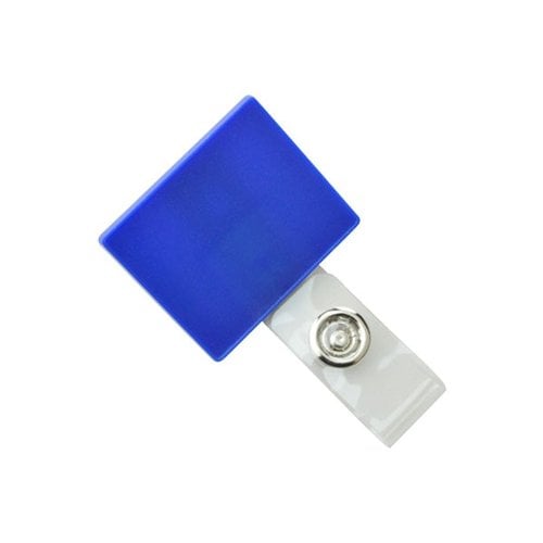 Square Metallic Blue LogoClips with Swivel Clip and Clear Strap - 25pk