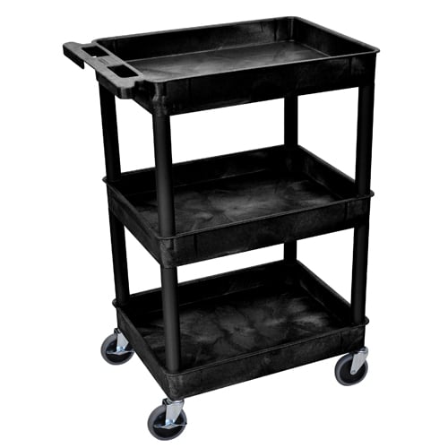 Luxor 36.5" High 3-Shelf Tub Utility Cart