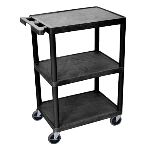 Luxor 3-Shelf Black Flat Utility Cart