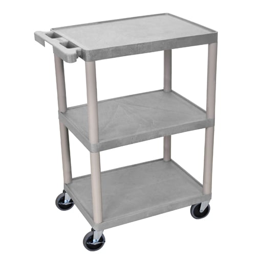 Luxor 3-Shelf Black Flat Utility Cart