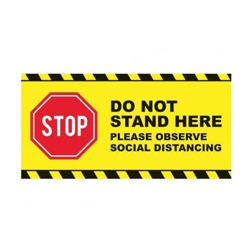 Stop - Do Not Stand Here Social Distancing Floor Graphic Rectangles - 50/Pack