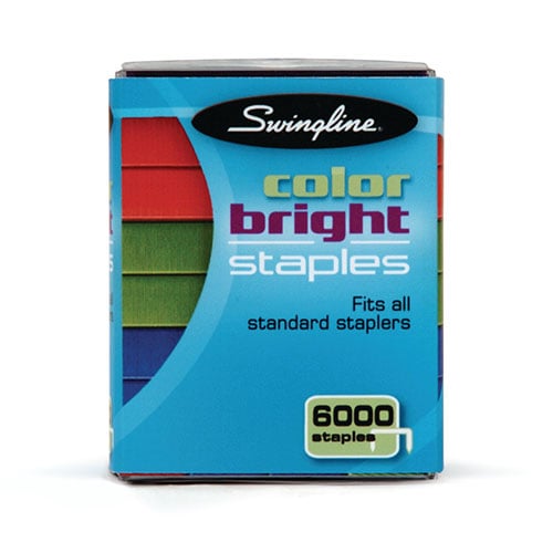 Swingline 1/4" Assorted Color Bright Staples 6000pk - 35123