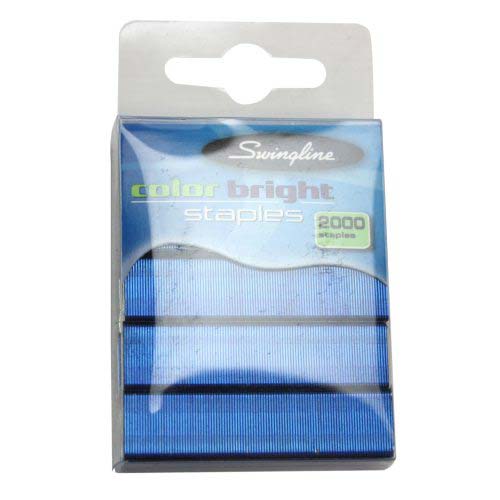 Swingline 1/4" Blue Color Bright Staples 2000pk - Clearance Sale
