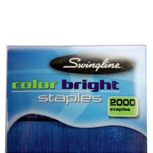 Swingline 1/4" Blue Color Bright Staples 2000pk - Clearance Sale