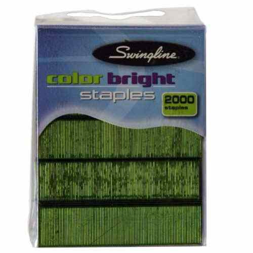 Swingline 1/4" Green Color Bright Staples 2000pk - 35121P