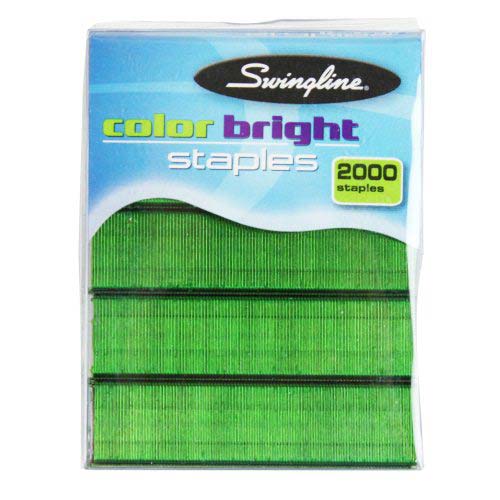 Swingline 1/4" Green Color Bright Staples 2000pk - 35121P