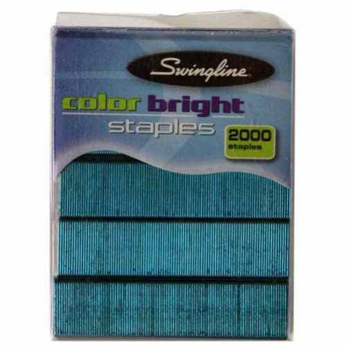 Swingline 1/4" Teal Color Bright Staples 2000pk - 35121P - Clearance Sale