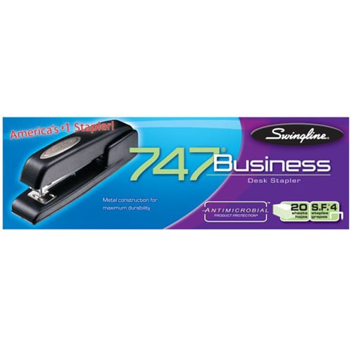 Swingline 747 Black Antimicrobial Business Stapler - S7074741G