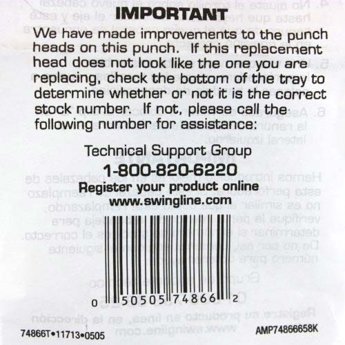 9/32" Replacement Punch Head for Swingline Accented/Lever Handle Heavy Duty Punches - 74866D