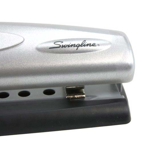 Swingline Black/Silver LightTouch Desktop Hole Punch - 74026