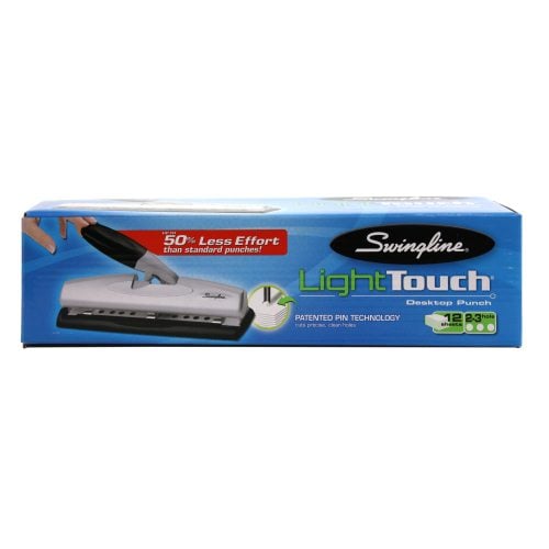 Swingline Black/Silver LightTouch Desktop Hole Punch - 74026