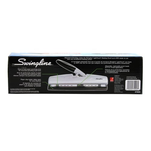 Swingline Black/Silver LightTouch Desktop Hole Punch - 74026