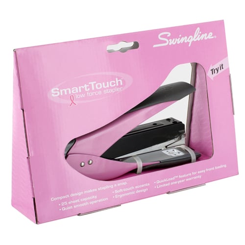 Swingline Pink SmartTouch Compact Pink Ribbon Stapler - 66519