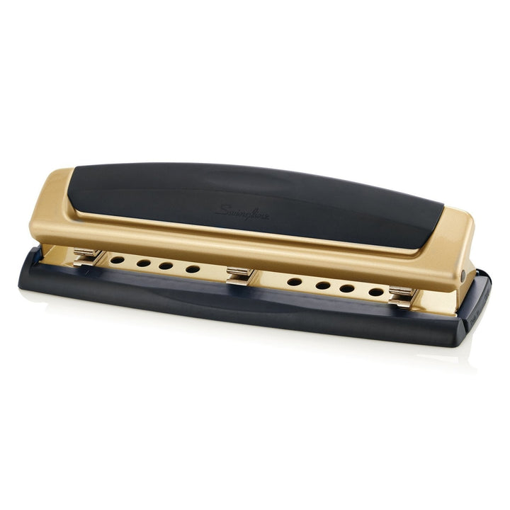 Swingline Precision Pro Black/Gold Adjustable 2-3 Hole Desktop Punch - 74086