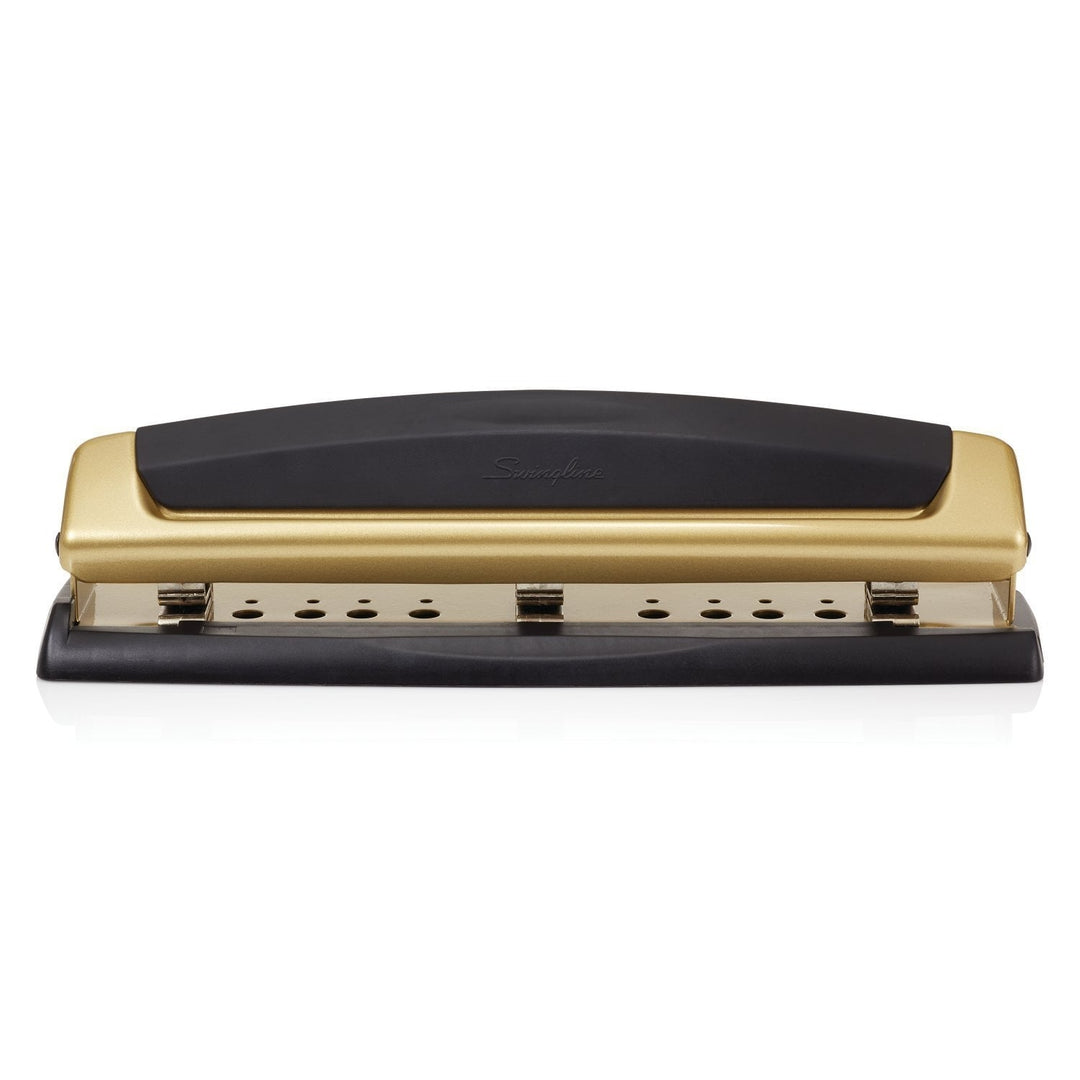 Swingline Precision Pro Black/Gold Adjustable 2-3 Hole Desktop Punch - 74086